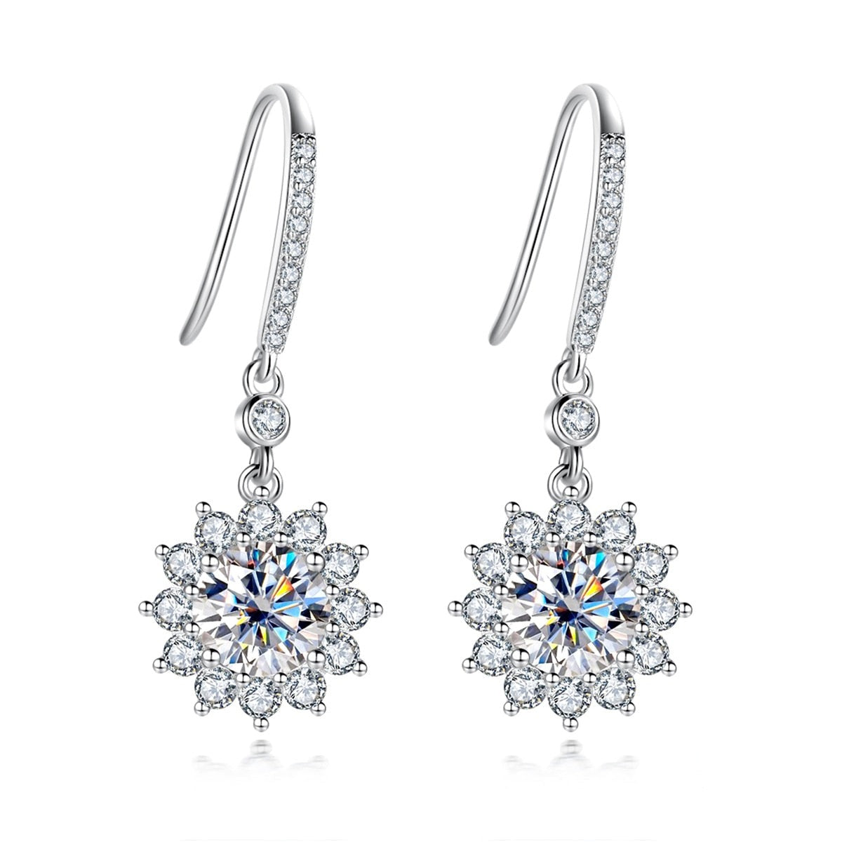 Boucle d'oreille Goutte Tournesol Moissanite