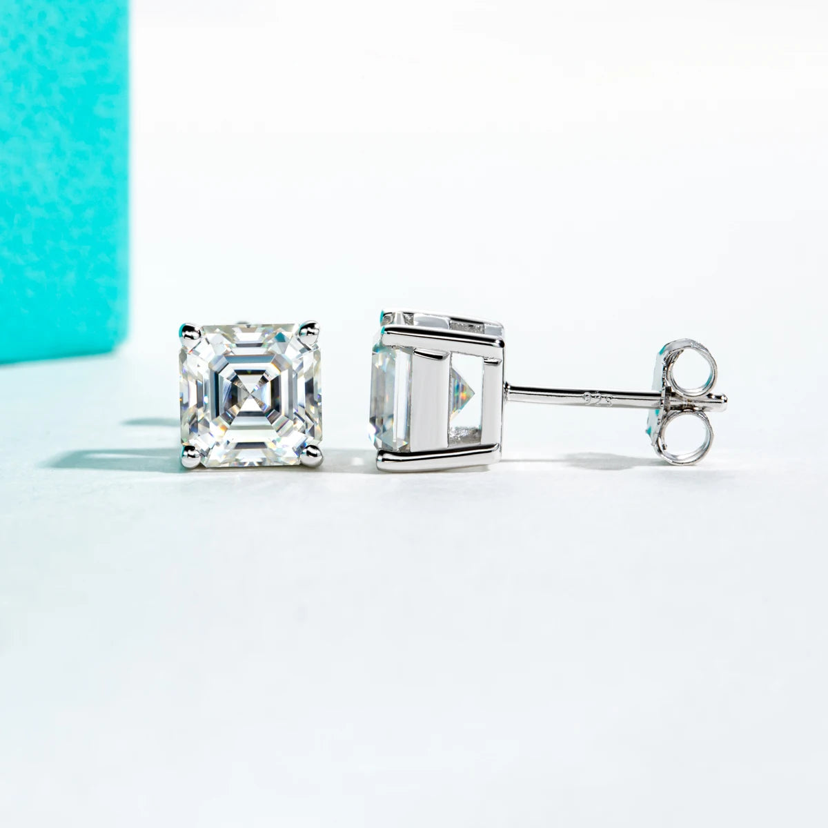 Boucle d'oreille Asscher Tige en Or 10k