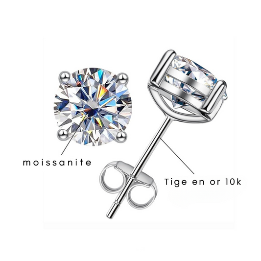 Boucle d'oreille Solitaire Tige en Or 10k