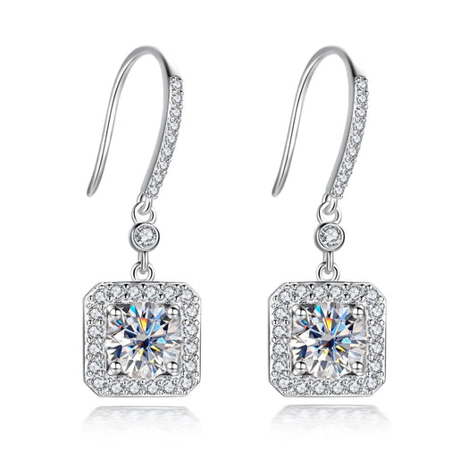 Boucle d'oreille Goutte Carré Moissanite