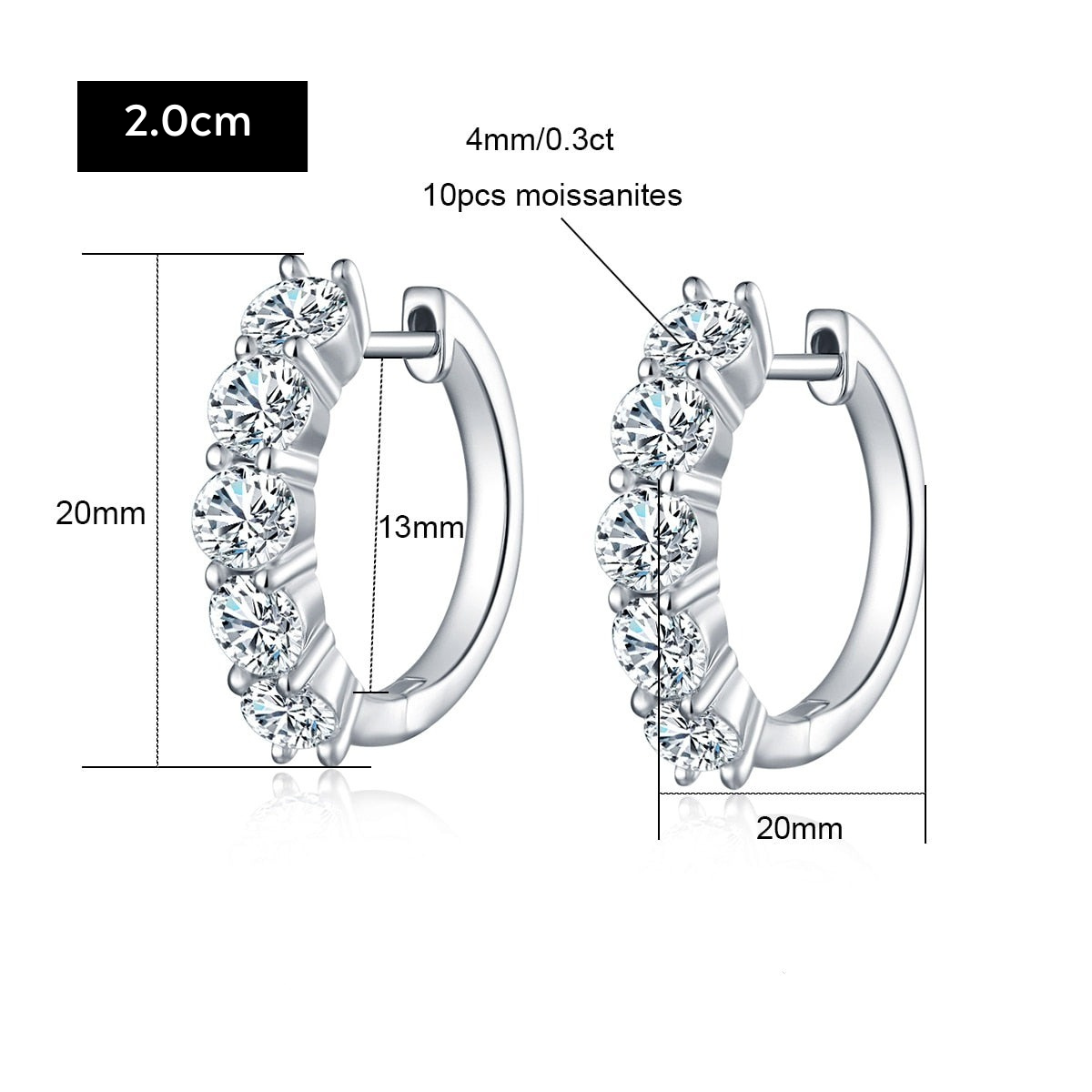 Boucle d'oreille Anneau Moissanite