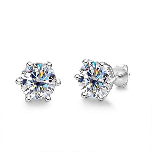 Boucle d'oreille Solitaire 6 Griffes Moissanite