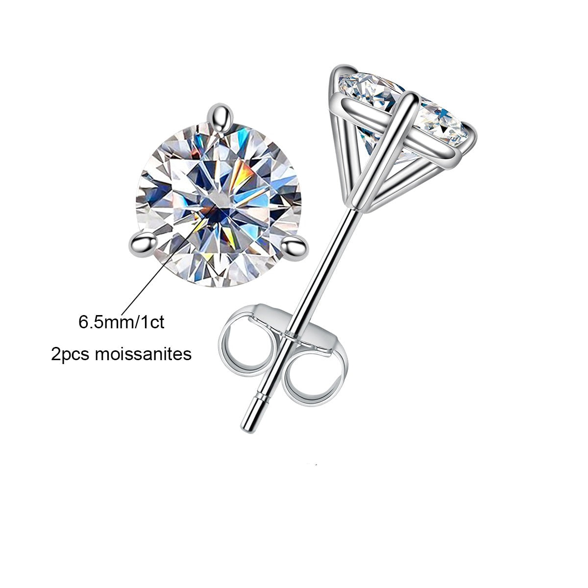 Boucle d'oreille Solitaire 3 Griffes Moissanite