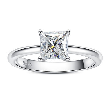 Bague Solitaire Princesse Moissanite