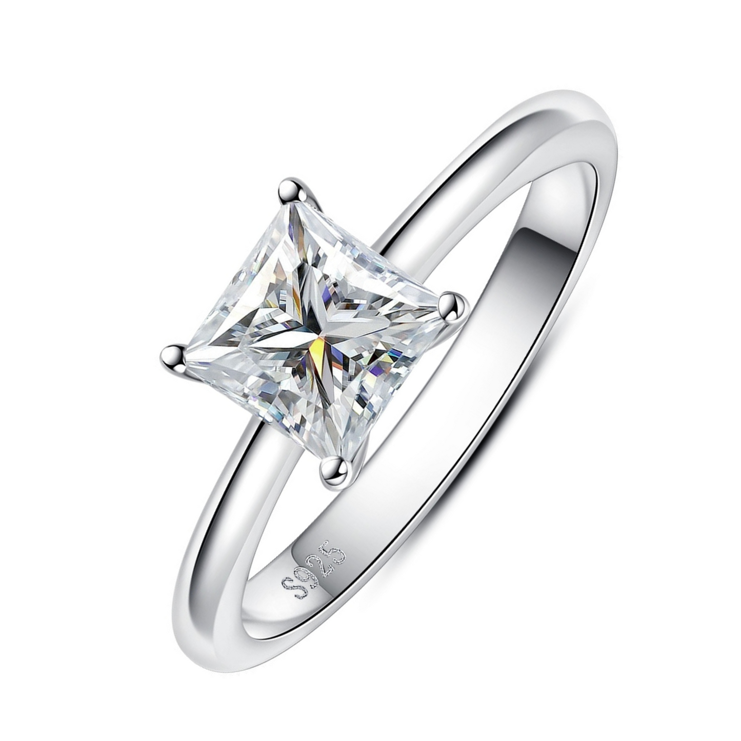 Bague Solitaire Princesse Moissanite