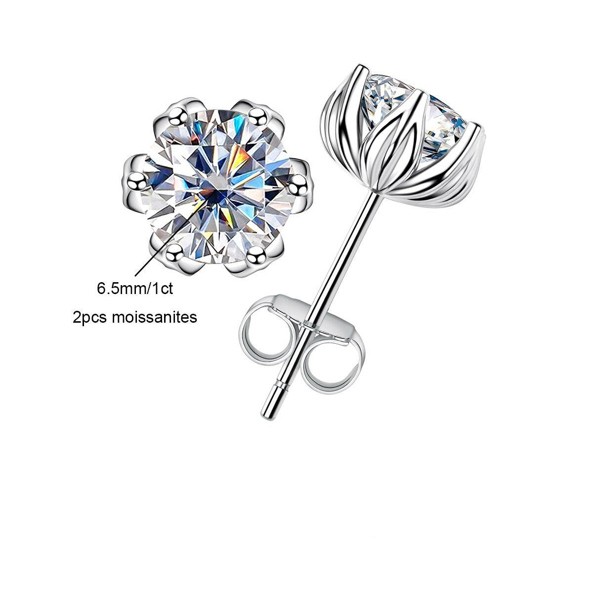 Boucle d'oreille Fleur de Lotus Moissanite