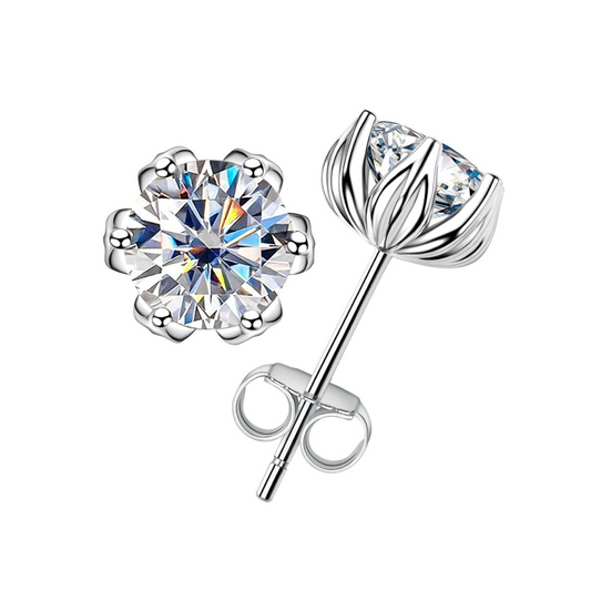 Boucle d'oreille Fleur de Lotus Moissanite