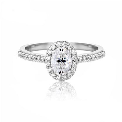 Bague Ovale Halo Moissanite