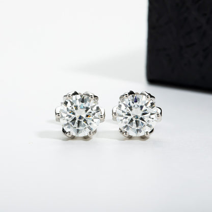 Boucle d'oreille Fleur de Lotus Moissanite