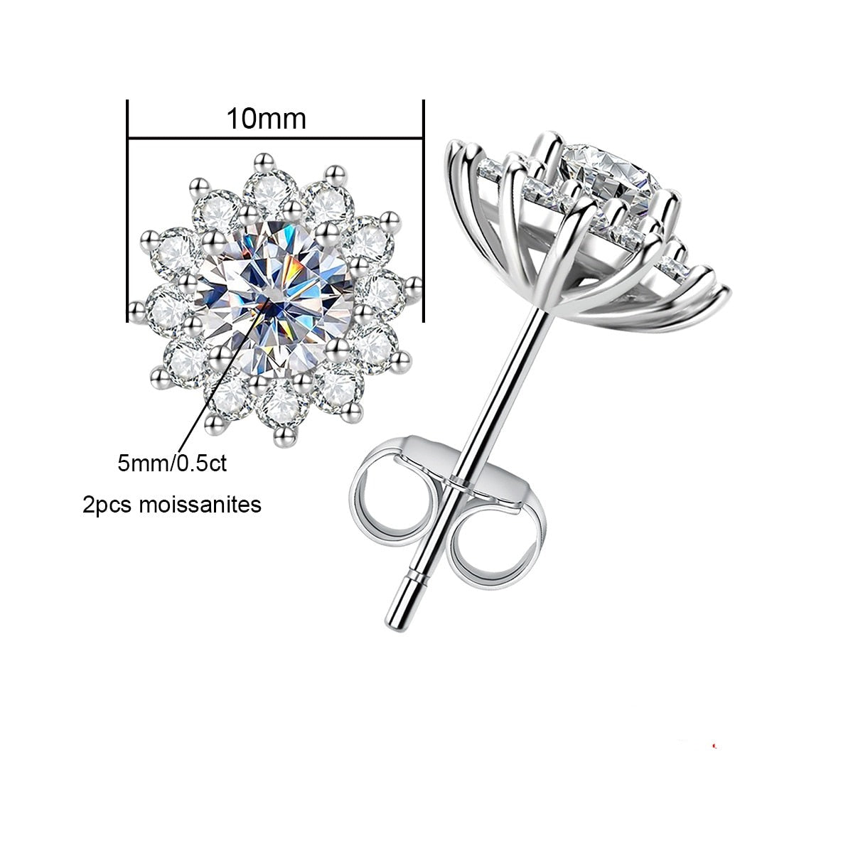 Boucle d'oreille Tournesol Moissanite