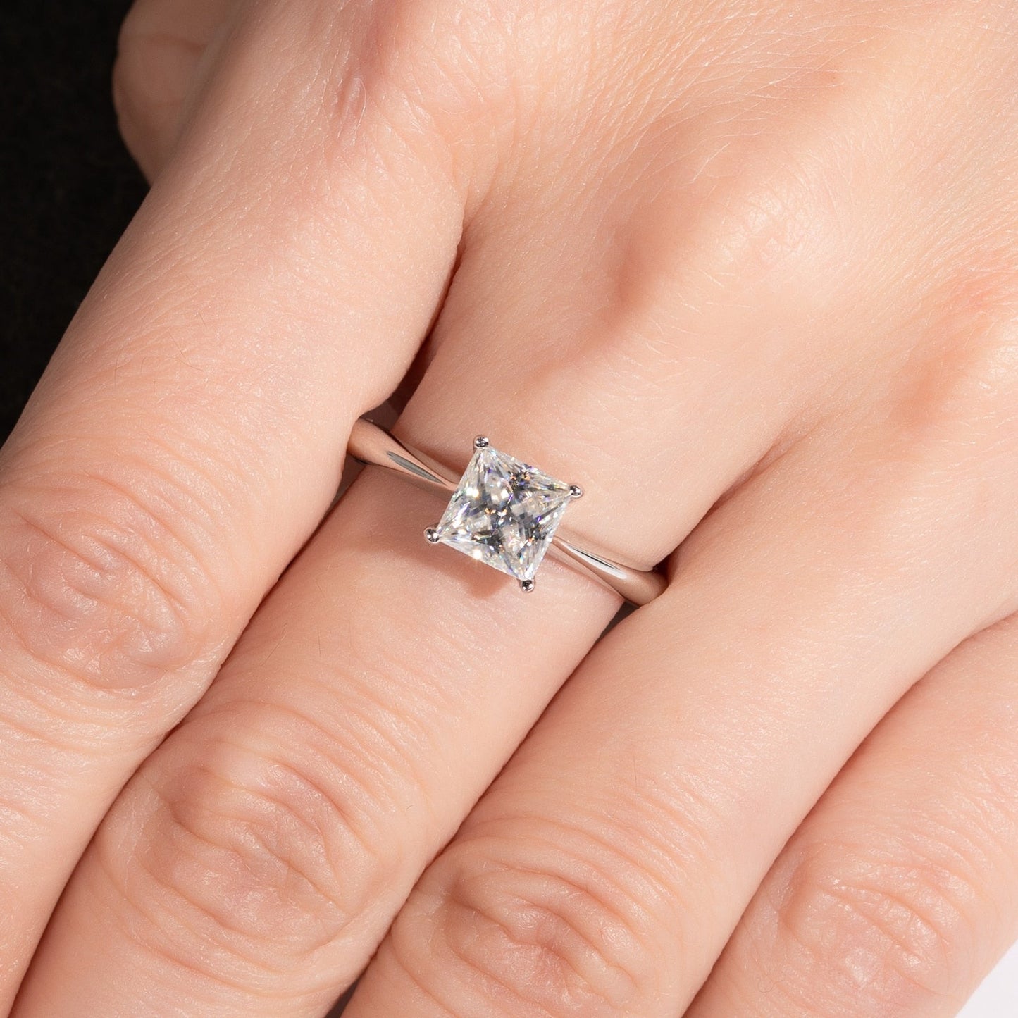 Bague Solitaire Princesse Moissanite