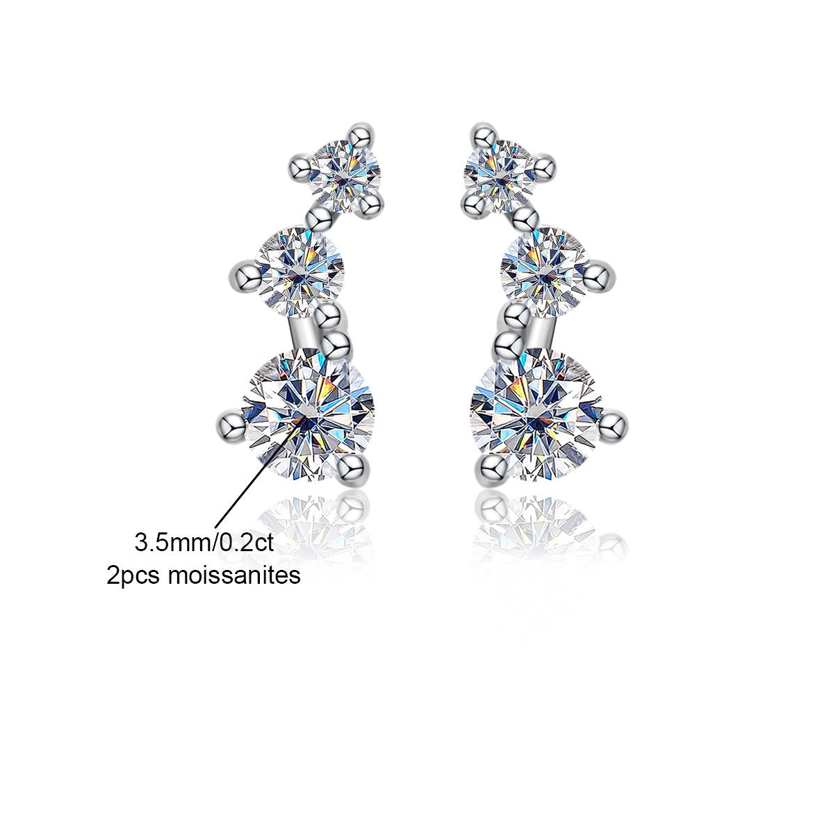 Boucle d'oreille Trio Moissanite