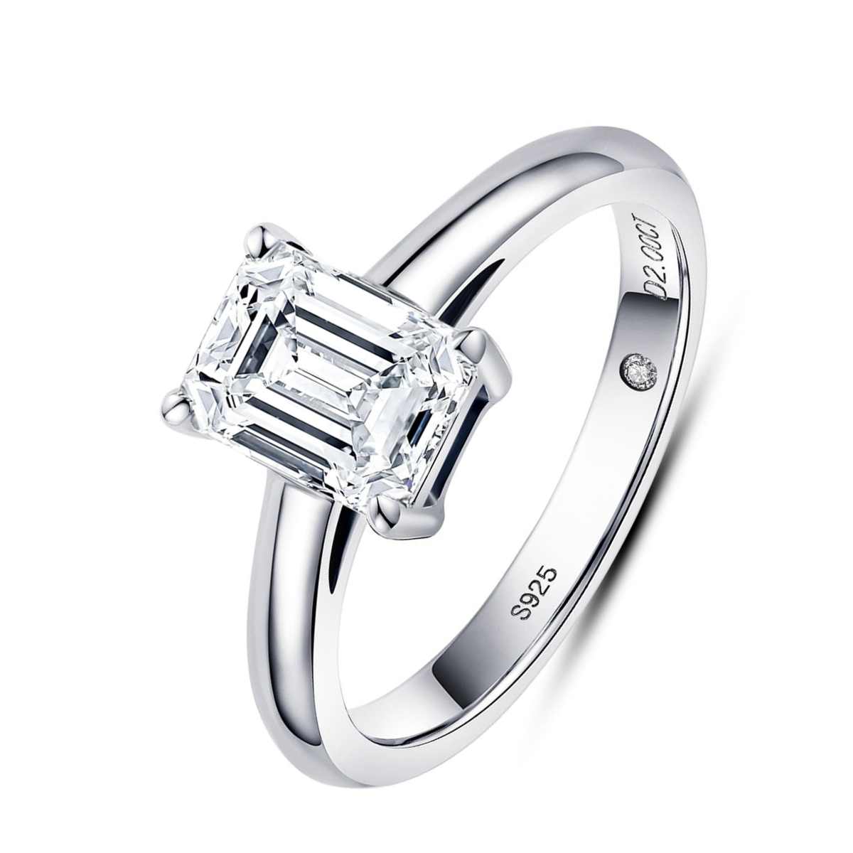 Bague Solitaire Émeraude Moissanite