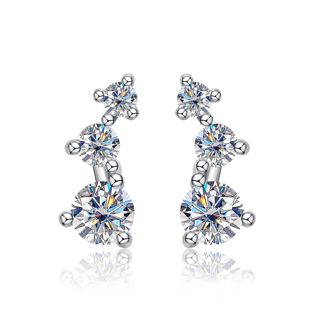 Boucle d'oreille Trio Moissanite